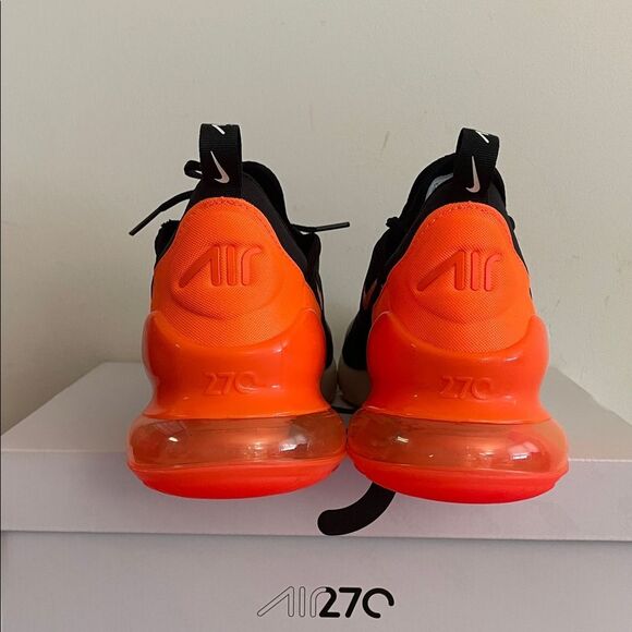 Nike Air Max 270 Black/Total Orange US Men Size 11.5/UK10.5/EU45.5(AH8050-030) - Picture 8 of 11
